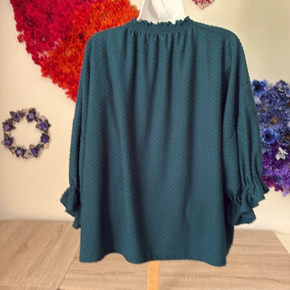 Madewell Clipdot Ruffle Top Smokey Spruce - Picture 6 of 10